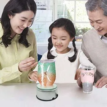 ORMENT LED LIGHTING Display Turner for Epoxy Glitter Tumblers, 360 Degree Rotating Display Stand Turntable Automatic Revolving Platform Perfect for Displaying Glitter Cups