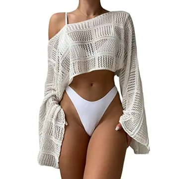 COZYEASE Women's Hollow Out Crop Bikini Cover Up for Chic Summer
