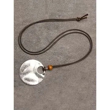 GelConnie Boho Leather Necklace Women Leather Necklaces Silver Pendant Necklace Bohemian Leather Necklace Long Boho Necklaces for Women