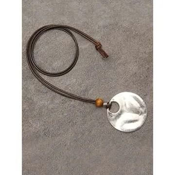 GelConnie Boho Leather Necklace Women Leather Necklaces Silver Pendant Necklace Bohemian Leather Necklace Long Boho Necklaces for Women