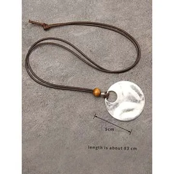 GelConnie Boho Leather Necklace Women Leather Necklaces Silver Pendant Necklace Bohemian Leather Necklace Long Boho Necklaces for Women