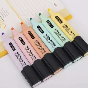 ZEYAR Pastel Highlighter Set - 6 Quick-Dry Markers