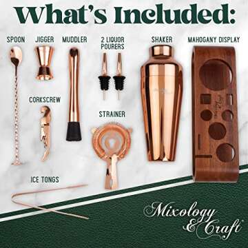 Mixology Bartender Kit with Mahogany Stand | 10-Piece Set