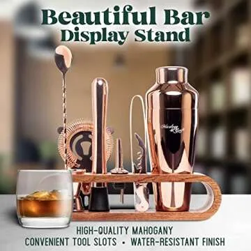Mixology Bartender Kit with Mahogany Stand | 10-Piece Set