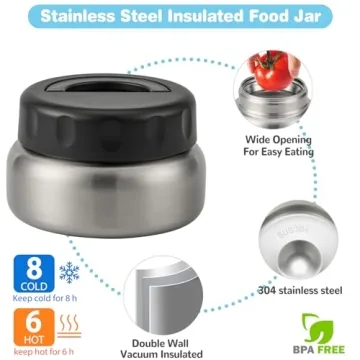 Bento Lunch Box Set with Insulated Thermo for Kids