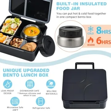 Bento Lunch Box Set with Insulated Thermo for Kids