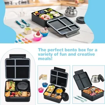 Bento Lunch Box Set with Insulated Thermo for Kids