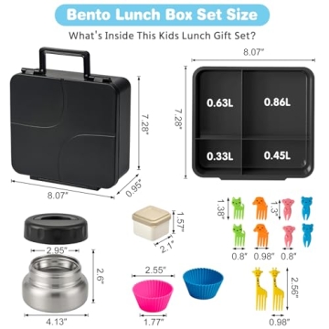 Bento Lunch Box Set with Insulated Thermo for Kids