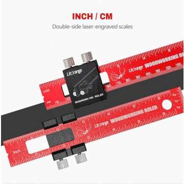 LitOrange 3 Pcs Woodworking Ruler Set - Precision Aluminum Rulers in 6, 8, 12 Inch