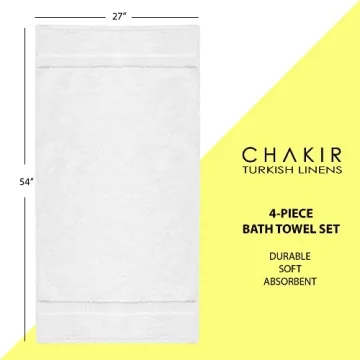 Chakir Turkish Towels | Luxury 100% Cotton | Soft & Absorbent | 4-Piece Set