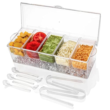 IVYHOME Ice Chilled Condiment Server 5 Compartment Caddy