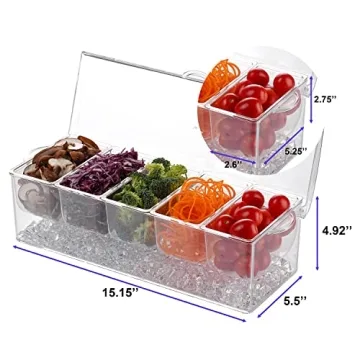 IVYHOME Ice Chilled Condiment Server 5 Compartment Caddy