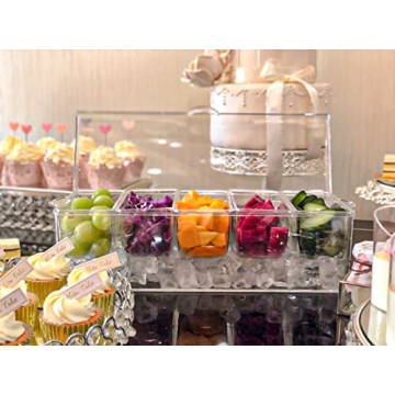 IVYHOME Ice Chilled Condiment Server 5 Compartment Caddy