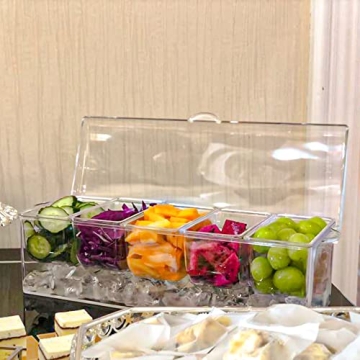 IVYHOME Ice Chilled Condiment Server 5 Compartment Caddy