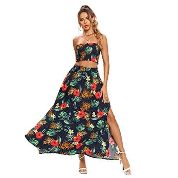 Umenlele Women's Floral Print 2 Piece Outfit Set