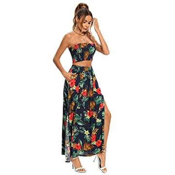 Umenlele Women's Floral Print 2 Piece Outfit Set