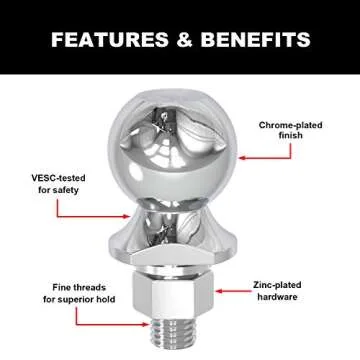 Torin ATRLY2002B 2" Trailer Hitch Ball - 3 Ton Capacity