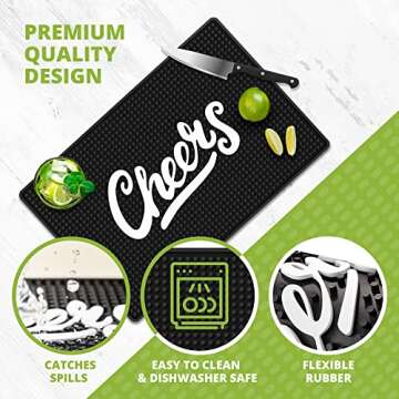 Cheers Countertop Bar Mat - Stylish Non-Slip Rubber Mat