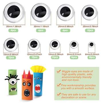 TOAOB 100pcs Self-Adhesive Googly Eyes for Fun DIY Crafts and Scrapbooking Decoration