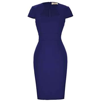 GRACE KARIN Womens 1950s Retro Dress Elegant Knee-Length Pencil Dress Midi Dress for Work Dark Navy ...