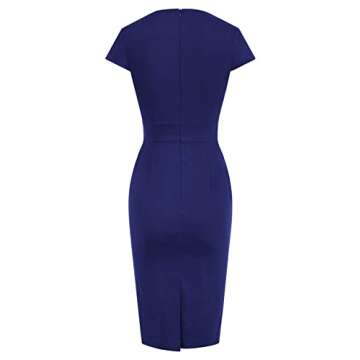 GRACE KARIN Womens 1950s Retro Dress Elegant Knee-Length Pencil Dress Midi Dress for Work Dark Navy Blue