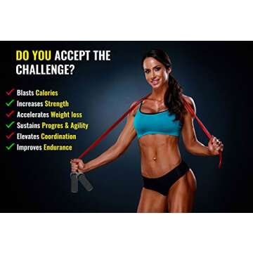 Weighted Jump Rope - (1.5LB) Solid PVC 12mm Diameter for Crossfit and Boxing - Heavy Jump Rope with Memory Non-Slip Cushioned Foam Grip Handles for Fitness Workouts Endurance and Strength Training