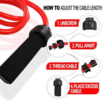 Weighted Jump Rope - (1.5LB) Solid PVC 12mm Diameter for Crossfit and Boxing - Heavy Jump Rope with Memory Non-Slip Cushioned Foam Grip Handles for Fitness Workouts Endurance and Strength Training