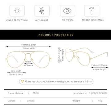 Classic Aviator Blue Light Glasses for Men and Women