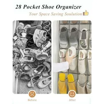 Over The Door Shoe Organizer - 28 Pocket Shoe Rack for Closet, Hanging Door Organizer, Over the Door...