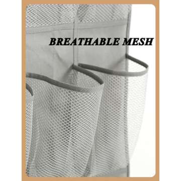 Over The Door Shoe Organizer - 28 Pocket Shoe Rack for Closet, Hanging Door Organizer, Over the Door Hanger, Behind Door Storage, Shoe Holder for Back of Door, Hidden Shoe Storage, Space Saving, Gray