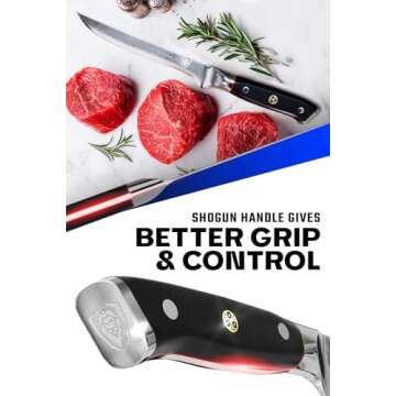 Dalstrong Boning Knife - 6 inch - Shogun Series ELITE - Damascus - AUS-10V Japanese Steel - Fillet Knife Gift - Carving, Boning, Trimming, Deboning - Black G10 Handle - Sheath Included