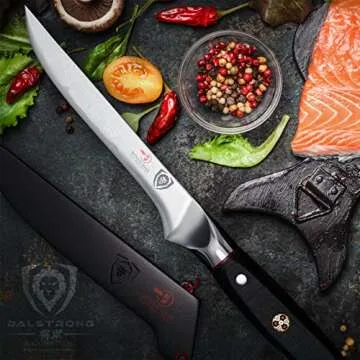 Dalstrong Boning Knife - 6 inch - Shogun Series ELITE - Damascus - AUS-10V Japanese Steel - Fillet Knife Gift - Carving, Boning, Trimming, Deboning - Black G10 Handle - Sheath Included