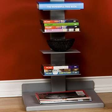 SEI Furniture 11-shelf Metal Spine Book Tower for Modern Homes