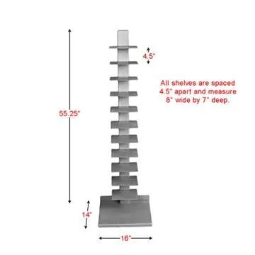 SEI Furniture 11-shelf Metal Spine Book Tower for Modern Homes
