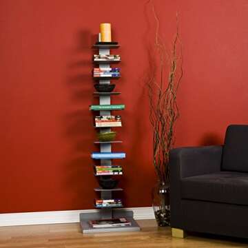SEI Furniture 11-shelf Metal Spine Book Tower for Modern Homes