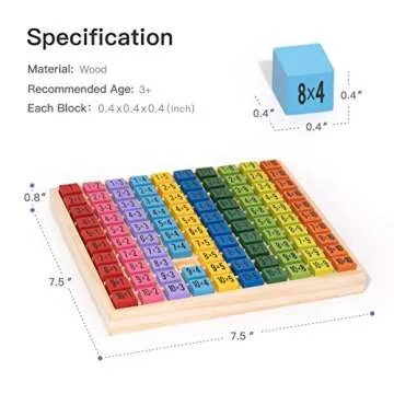 ROBUD Wooden Multiplication & Math Table Board Game, Kids Montessori Preschool Learning Toys Gift for Toddlers Aged 3 Years Old and Up - 100 Counting Wooden Building Blocks