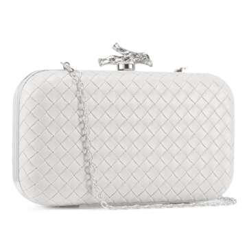 CHUNLI Clutch Purses for Women Evening/Wedding Chic Woven Bag Formal PU Leather Purse Designer Handb...