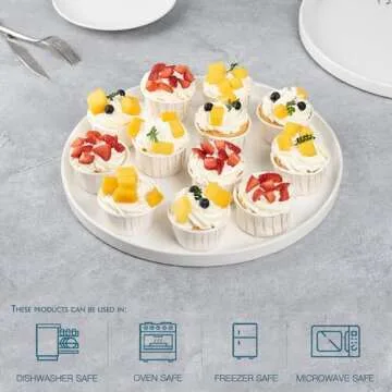 12.8" Ceramic Serving Trays and Platters, 3 Packs Round Serving Platters, Platters for Serving Food, Appetizer, Charcuterie, Snack, Dessert, Serving Dishes, Serving Trays for Entertaining, White