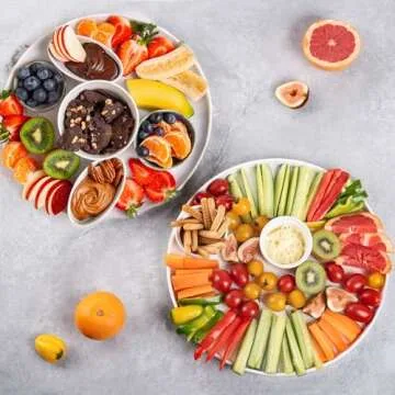 12.8" Ceramic Serving Trays and Platters, 3 Packs Round Serving Platters, Platters for Serving Food, Appetizer, Charcuterie, Snack, Dessert, Serving Dishes, Serving Trays for Entertaining, White