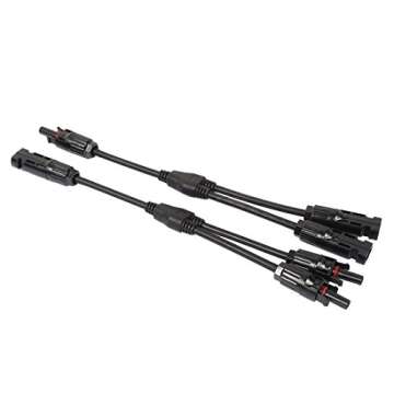 uxcell Pair MC4 Male Female Y Shape Branch Solar Panel Cable Wire Photovoltaic Connectors