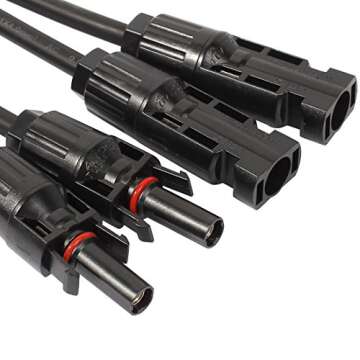 uxcell Pair MC4 Male Female Y Shape Branch Solar Panel Cable Wire Photovoltaic Connectors