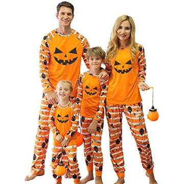 Onancehim Family Matching Halloween Pajamas Set, Fun Pumpkin Print PJs for All Ages