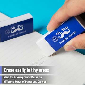 Mr. Pen Pencil Erasers, White, Large, Pack of 10