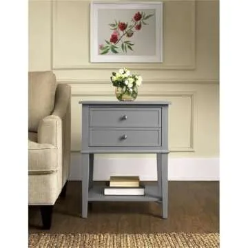 Ameriwood Home Franklin Accent Table with 2 Drawers, Gray - Stylish End Table or Nightstand for Livi...