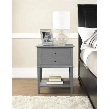 Ameriwood Home Franklin Accent Table with 2 Drawers, Gray - Stylish End Table or Nightstand for Living Room or Bedroom