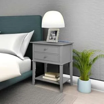 Ameriwood Home Franklin Accent Table with 2 Drawers, Gray - Stylish End Table or Nightstand for Living Room or Bedroom