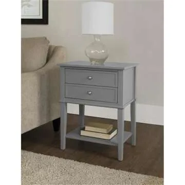 Ameriwood Home Franklin Accent Table with 2 Drawers, Gray - Stylish End Table or Nightstand for Living Room or Bedroom