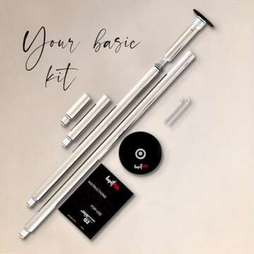 LUPIT POLE Classic G2 Standard Lock Chrome - Home Dancing Pole, 45 mm, Spinning and Static Mode, Eas...