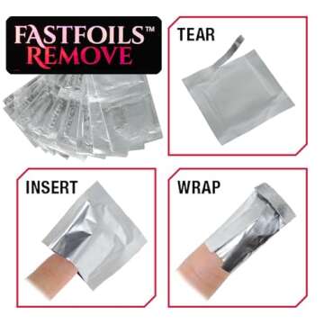 Americanails FastFoils 100 ct, One Step Gel Polish Foil Remover Wraps, All-In-One Foil Remover With Thick Cotton Pad & Pure Acetone, Remove Nail Polish, Gel Polish, Gel Nails, Acrylic Nails, Dip Nails