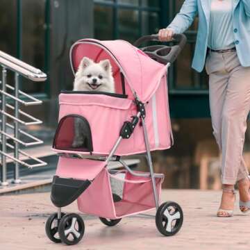 Lightweight Magshion 3-Wheel Pet Stroller - Travel Ready